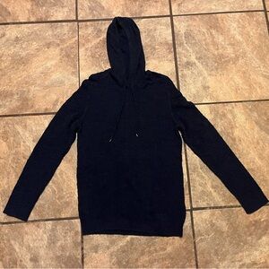 John Varvatos silk cotton slub hoodie navy and purple small